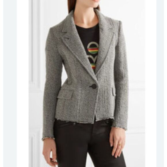 Isabel Marant Etoile Women’s 36 Gray Herringbone Blazer Jacket Wool Blend - Picture 1 of 11